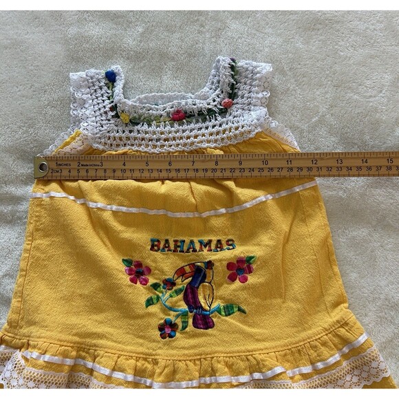 Bahamas Baby Girl Dress Sze 2 Ruffle Embroidered Lace Toucan Vacation Cruise Y2k - Picture 6 of 9